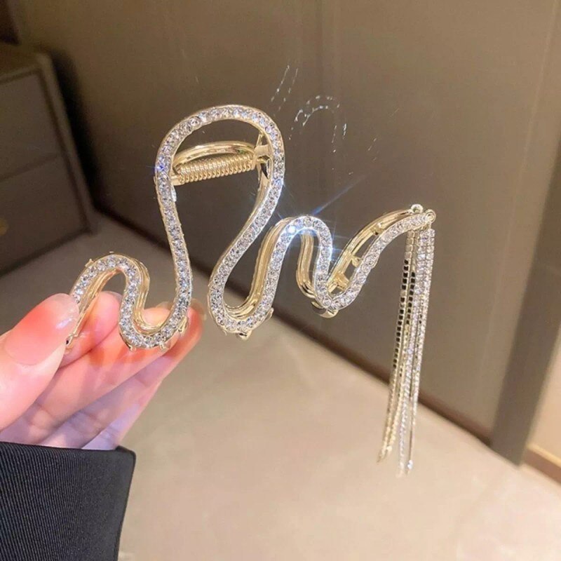 Universo en Linea Pinza Cabello Diseño Serpiente Diamantes Brillantes Metal