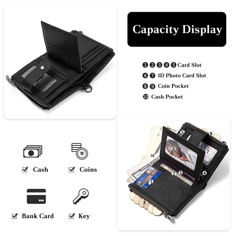 PORRASSO Leather Wallet RFID Protection Women's Wallet Credit Card Holder