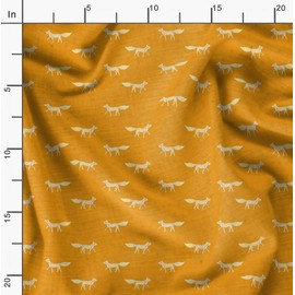 Soimoi Orange Rayon Fabric Fox Animal Fabric Prints by Yard 56 Inch Wide