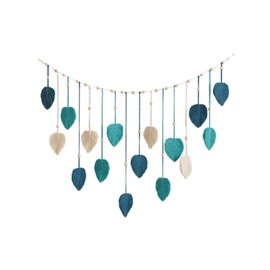 Gralara Macrame Wall Hanging Woven Tapestry Bohemian Picture Display Home Decoration Background Leaf Tassels Wall Art for Room Nursery, Blue