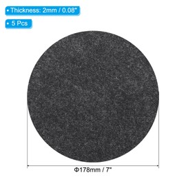 PATIKIL 7 Inch Diameter Lamp Base Felt, 5Pack 2mm Thickness Round Soft Adhesive Non-Slip Anti-Scratch Backed Felt for Lamp Furniture DIY Craft, Dark Grey