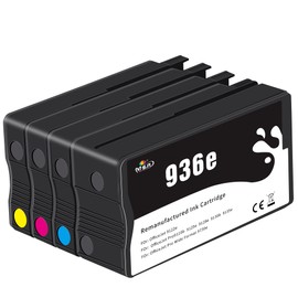 MS.R 936 936e Ink Cartridge Replacement for OfficeJet Pro9120 9123 9110b 9120b 9130b 9720 9730 Printer 936e Ink Cartridge (with Standard Chip) 4-Pack (Black Cyan Magenta Yellow)