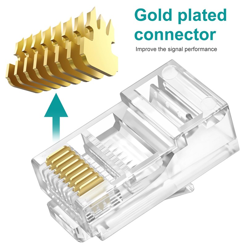 Brileine UTP RJ45 Connectors, Cat6 RJ45 Pass Through Plugs 50-Pack,