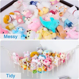 SAHENITEANA 2 Pack Storage Hammock, Hammock for Stuffed Animals, Nursery Hanging Organizer for Soft Toys and Teddy Bears, Bedroom and Playroom