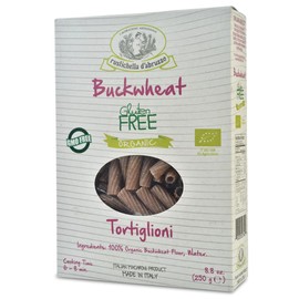 Rustichella d'Abruzzo Organic Buckwheat Tortiglioni, Grano Saraceno, Gluten-Free Pasta with Distinct Flavor, Artisan from Italy, 8.8 oz