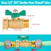 Full Flow Brass Garden Hose Shut Off Valve，3/4" GHT Heavy
