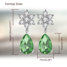 Salanda CZ Drop Earrings for Women, 18K White Gold Plated Dangle Earrings Hypoallergenic Cubic Zironia Pendant Earrings for Women Light Green 7 * 10MM