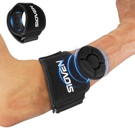 Sioven Tennis Elbow Support Strap for Men Women, Golfers Elbow Support with Removable Compression Pad, Adjustable Elbow Brace Sleeves for Tendonitis Relief, Sports & Daily Work (Black)