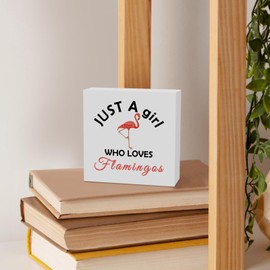 Flamingo Decorations for Home Office Wooden Box Sign Desk Decor Flamingo Themed Gifts for Women Adults Christmas Birthday Graduation Gift for Flamingo Lover Girls Sister Friends Funny Flamingo Gifts