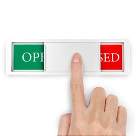 Open Sign For Bussiness Door, Open Closed Slide Door Sign for Office Store Private Studio Surgery and Clincs ,Privacy Slider Door Indicator with Clear, Bold & Colored Text -Silver