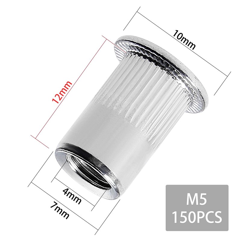 Gueenky Pack of 150 Rivet Nuts M5 Stainless Steel Rivet