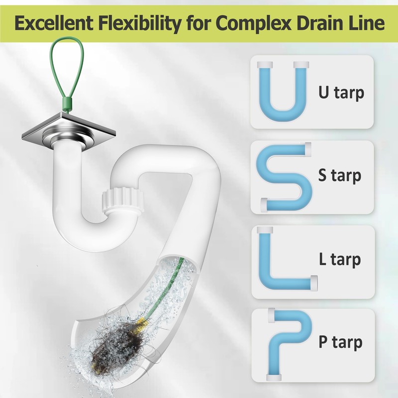 50 Inch Drain Snake Hair Clog Remover, 4 Pack Metal