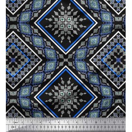Soimoi Cotton Voile Fabric Aztec Kilim Print Sewing Fabric metre 56 Inch Wide