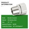 TAISHER 2PCS 304 Stainless Steel Flexible Movable Connector, 1/2" Male