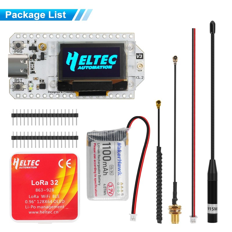 ESP32 LoRa V3 Development Board with 915MHz Antenna and 1100mAh