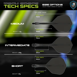 WINMAU Darts Fusion Integrated Flight & Shaft System - No.6 Shape & Design - Black Colour, Short Length