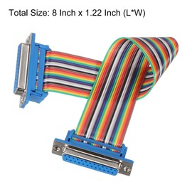 MECCANIXITY IDC Rainbow Wire Flat Ribbon Cable DB25 Female to DB25 Female 8 Inch Length 2.54mm Pitch Breadboard Jumper Wires for Electronic Projects