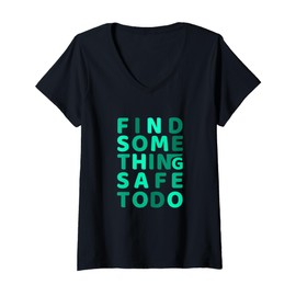 Womens Light Teal Aqua Stay Safe Light Teal Aqua Graphic V-Neck T-Shirt