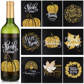 135 Pieces Thanksgiving Wine Bottle Labels Stickers Thanksgiving Self Adhesive Wine Bottle Stickers Wine Bottle Decorations Party Favor for Thanksgiving Party Wine Champagne Decoration Supplies