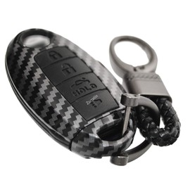 2-Layers Hybrid Carbon Key Fob Cover Case Protector for Nissan Titan Frontier Armada Rogue Maxima Altima Sentra Pathfinder Z Performance