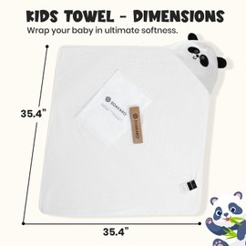 SOAKARO Hooded Baby Bath Towel for Newborn – Extra Soft Bamboo Cotton, Super Absorbent Toddler Bath Towels for Boys & Girls - Black & White Panda - Large 35.4” x 35.4” for Infants & Kids
