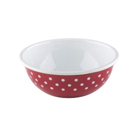 Riess, COUNTRY 0305-077 Kitchen Bowl 18, Red Dots, Diameter 18 cm, Height 6.6 cm, Capacity 1.0 Litres, Enamel, Red/White, Induction