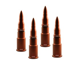 TRUE SPIKE 4 pc Orange Bullet Tire Air Valve Stem CAPS Cover in Heavy Gauge CNC Machined Billet Aluminum Short Compatible with Ford Dodge Ram Nissan Chevy GMC Jeep Isuzu Kia Trucks and SUV