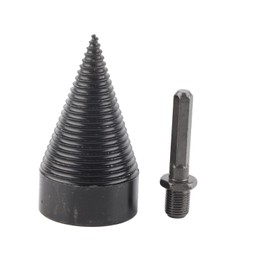 Garosa Wood Splitting Drill Bit Wood Splitter Carbon Steel Split Drill Bit Cutting Head Black Hex Shank Screw Splitting Cone Twist Firewood Drill (50 mm)