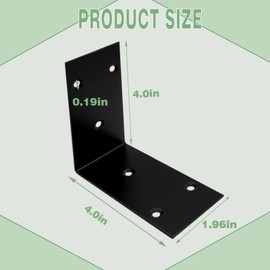 16Pcs Raised Garden Bed Corner Brackets, 4Inch Stainless Steel Bracket, Black Angle Brackets, L Corner Brace, Heavy Duty L Brackets 90° Metal Bracket for Wooden Furniture Timber （4 Different Sizes）