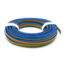 BELI-BECO L418/5 Cable - Copper Stranded 4 x 0.14 mm² - Flat Cable 4-Core - 4 Colours: Blue, Yellow, Red, Green - RGB - 5 m Ring