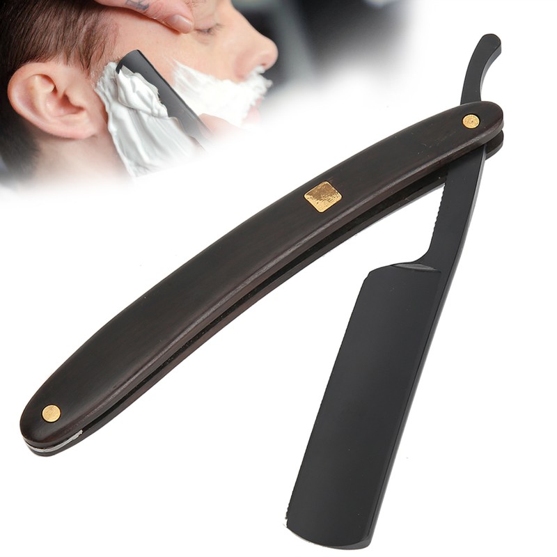 Sandalwood Handle Vintage Straight Manual Razor Holder Stainless Steel Beard
