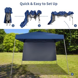 GDY 8X10 FT Pop Up Canopy Outdoor Instant Tent Slant Legs with a Sidewall,Equipment Vents, Portable Gazebo Shelter for Patio, Deck, Beach and Garden,Navy Blue.