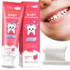Mild Fruit Flavour Kids Toothpaste 2.1oz, Fluoride-Free Baby Teethpaste, Natural