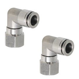 Jienk Stainless Steel Pneumatic Female Elbow Push to Connect Air Fittings, 90 Degree NPT Female Air Line Quick Connector for Air Compressor (1/4" Tube OD x 1/4" NPT)