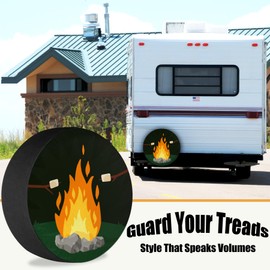 RV Spare Tire Cover Camping Fire and Marshmallows Waterproof DustProof Universal for Trailer CRV SUV Van Camp Travel Trailer 12" 13" 14" 15" 16" 17 Inch Wheel