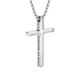 ZAULER Cross Necklace for Men Stainless Steel Inspirational Bible Verse Pendant Cross Chain