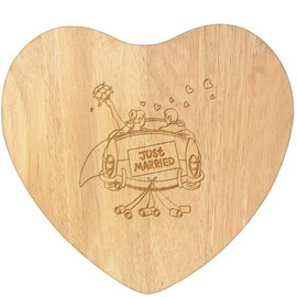 'Just Married Couple Car' Wooden Heart Shaped Chopping/Cutting Board (WB00081087)