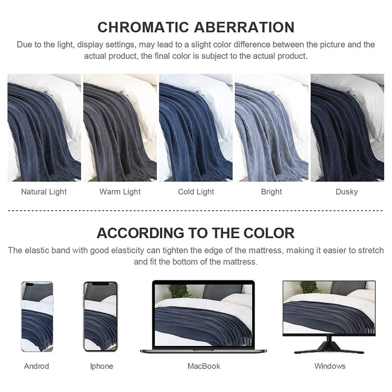 BOURINA Textured Solid Soft Sofa Throw Couch Cover Knitted Decorative