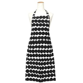 Marimekko 070692 190 Women's Apron, Rashy Mat, Dots, Black, White, Black
