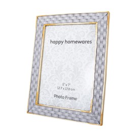 Happy Homewares Vintage and Ornate Hand Painted Grey and Brushed Gold Resin 5x7 Picture Frame| For Wall or Table | Portrait or Landscape