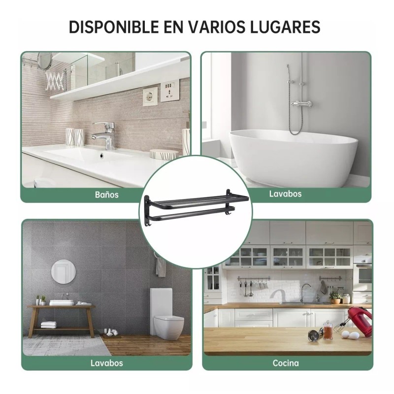 Toallero De Baño De Acero Inoxidable Negro