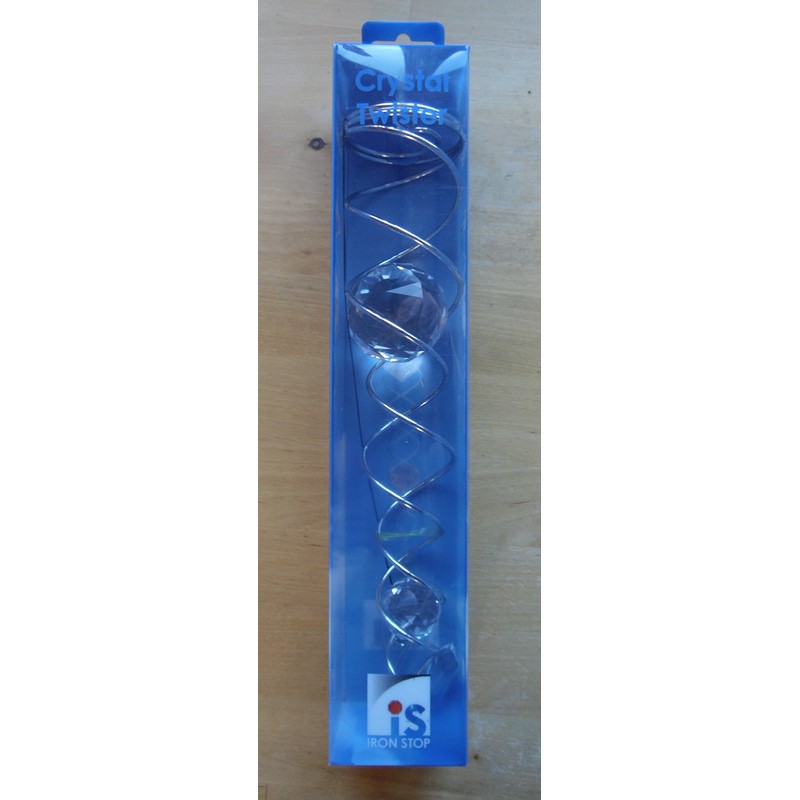 Iron Stop 34cm SILVER Spiral Twister with CLEAR Crystal. Wind