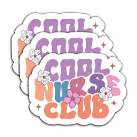 (3Pcs) Cool Nurse Club Sticker Funny Nursing Stickers Nurse Accessories Nurse Decal Nursing School Die Cut Waterproof Vinyl Decal Decorate for Books, Laptops, Tumblers, Water Bottles 3 x 2.2 Inch