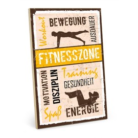 TypeStoff HS-01023 Wooden Sign with Saying - Fitness - Vintage Look with Quote as a Gift and Decoration on Health and Sports - HS-01023 28.2 x 19.5 x 1 cm