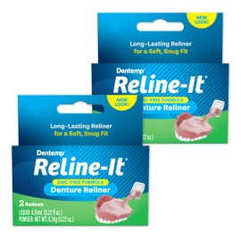 Dentemp Dentemp Denture Reline Kit - Advanced Formula Reline It Denture Reliner (Pack of 2) - Denture Kit to Refit and Tighten Dentures for Both Upper & Lower Denture