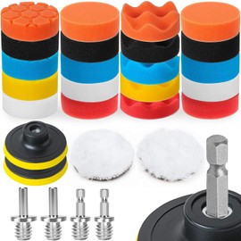 Polisher Buff 3.1 inches (80 mm) 28 Pieces with Hex Shaft for Electric Polisher Electric Drill Impact Driver Polishing Pad Car Wash Set for Car Polisher Car Wash
