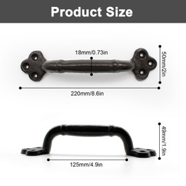 0XBIT Sliding Door Handle, Barn Door Handle, Retro Style, Cast Iron Door Handles with Thickened Base, Door Handles, Black for Door Shed, Garage, Cabinet, Bathroom