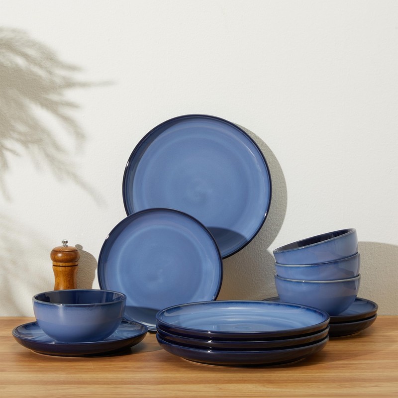Pokini Stoneware Dinnerware Sets, Ceramic Plates and Bowls Set, Microwave