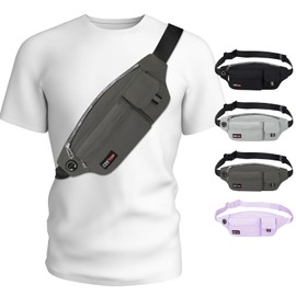 MAXTOP Fanny Pack Men Women Running Waist Bag Fashion Waist Bag Waterproof Travel Money Belt Phone Holder for Yoga Gym Jogging Workout Fitness Training, lightgrey