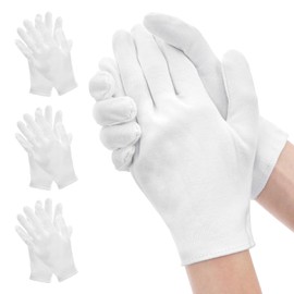 Bewudy 4 Pairs of White Cotton Gloves, Soft Cotton Gloves, Elastic Fabric Gloves, Care Cotton Gloves, White Gloves, Protect-proof for Daily Work, Skin Care, Jewellery, Examination